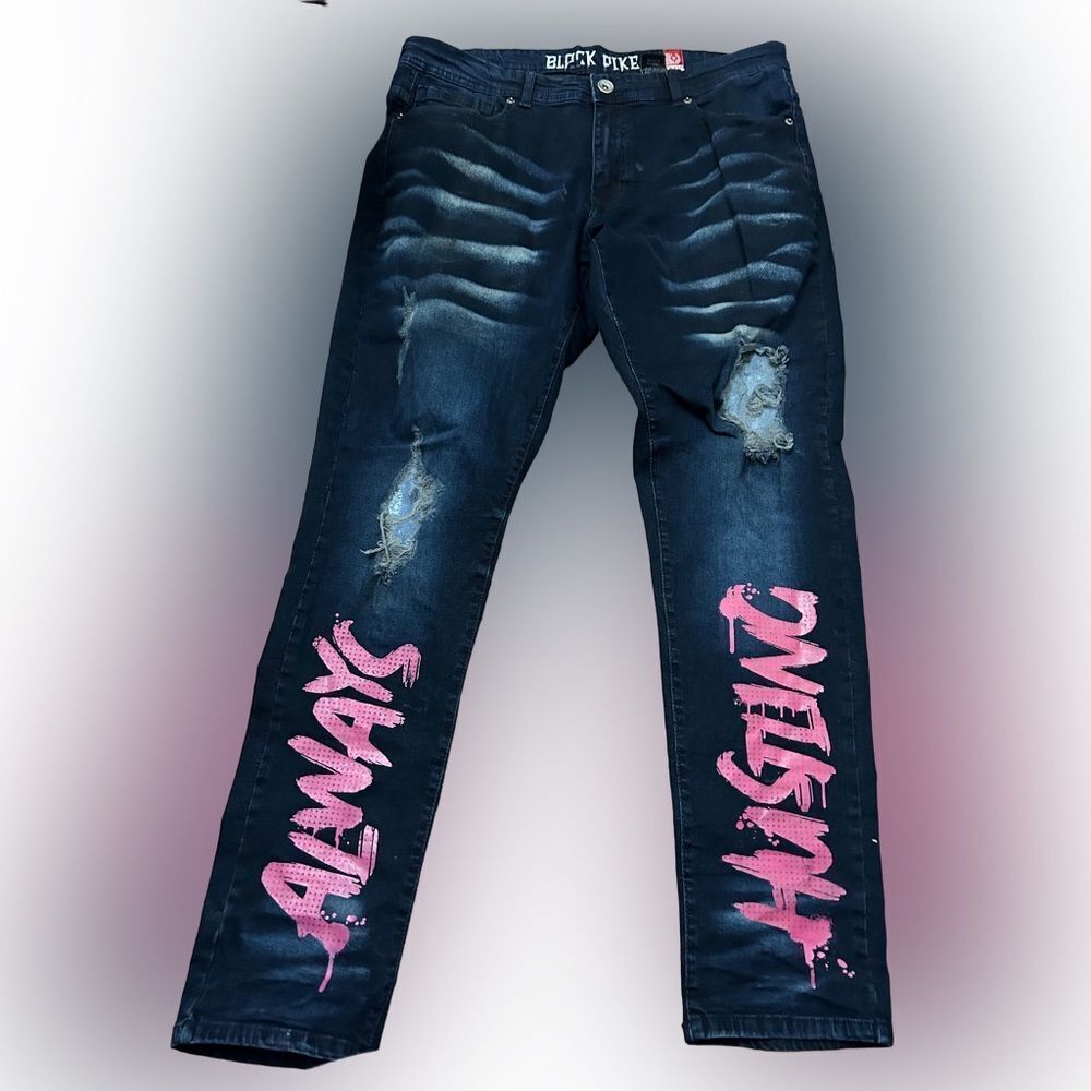 Black Pike Always Hustling Distressed Men’s Jeans